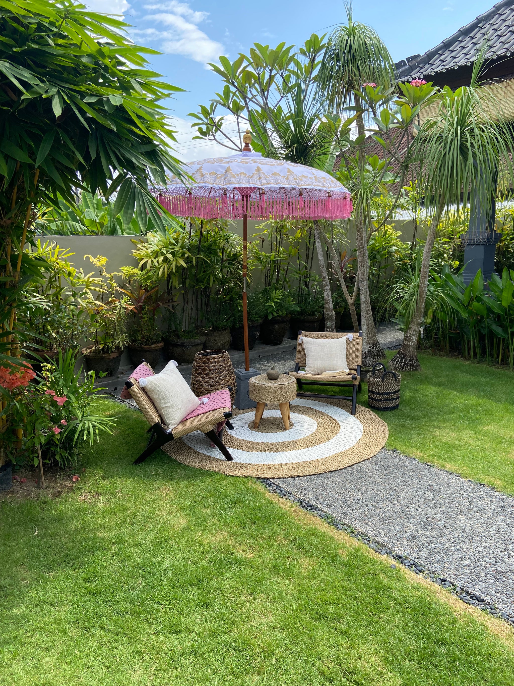 Bali Collection - Pink, White & gold - 2 meters wide